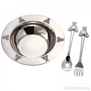 1 X Silverplated Baby Bear Bowl Spoon Fork Set by Elegance Silver - B004UR6FNU